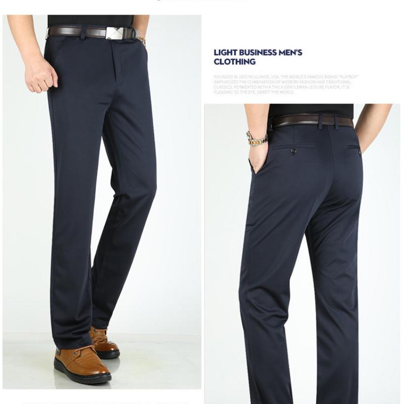 Fashion Ice Silk Men's Casual Trousers Loose Elastic Men's Trousers Summer Thin Section Father Wear Trousers
