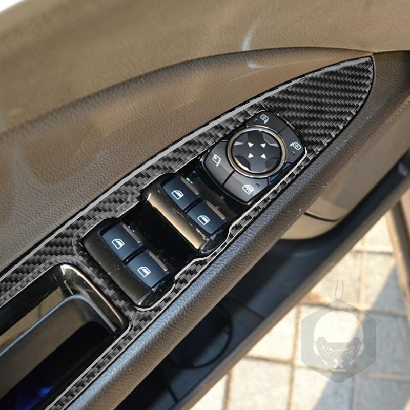 For Ford Mondeo Fusion 2013- Real Carbon Fiber Stickers Door Window Lift Control Panel Car Accessories Interior Decorative