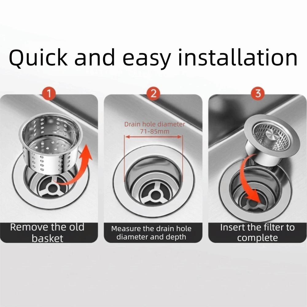 Stainless Steel Sink Stopper Rust-proof Sink Strainer Drain Basket  Bathroom Sink