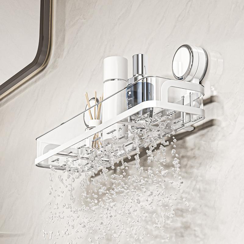 Rotating Suction Cup Storage Rack Wall Mounted Storage Shelf for Kitchen Bathroom Shampoo Shower Gel Holder Household Organizers