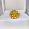 Exquisite 10 Carat Yellow Moissanite Women's Silver-Plated Gold Ring - Large European & American Style