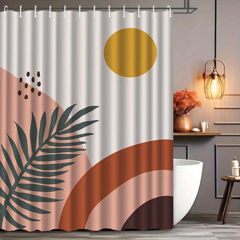 1pc Simple Pattern Shower Curtain with Hook, Water-washing Shower Curtain, Bath Partition, Bathroom Accessories, Home Decoration