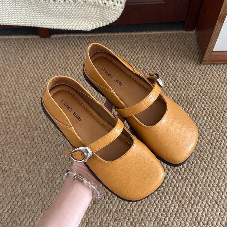 

Cowhide version~ versatile flat-bottomed round-headed single shoes for women s 2025 spring new Korean version of small leather shoes French Mary 40