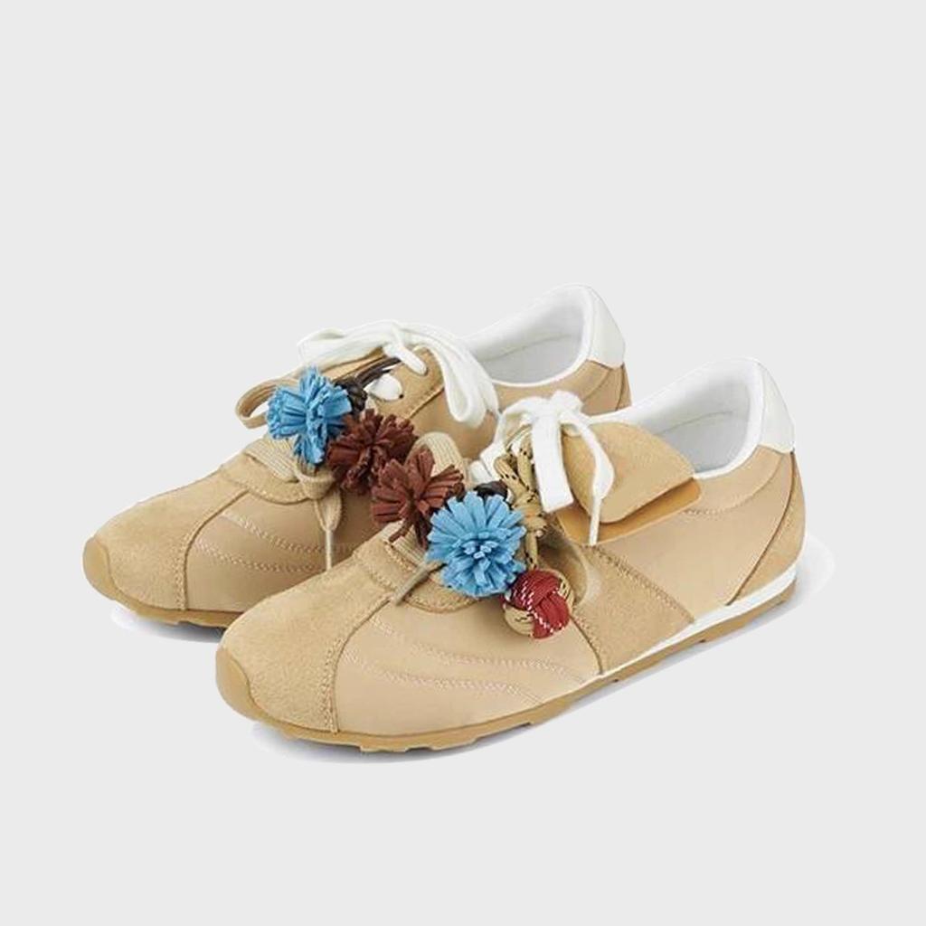 [Ruoji Original] Dexun Shoes Women's 2025 New Retro Color Matching Removable Shoe Flower Decoration Sports and Leisure Shoes