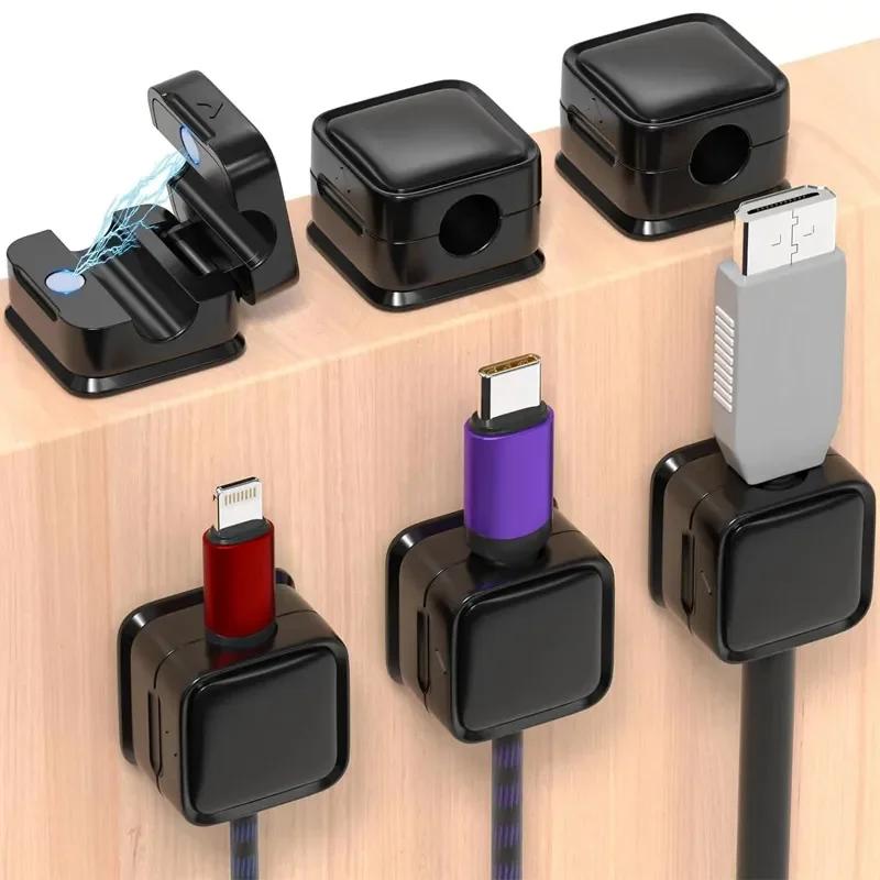 6PCS Magnetic Cable Clips Adjustable Cord Holder under Desk Smooth Wire Organizer - Cable Management And Storage Solution