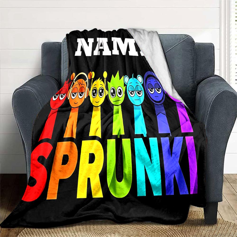 Customiz Name Personality Sprunki Themed Blanket Soft &Warm Sofa Office Bed Travel Lunch Break Blanket, Gift Suitable All Seasons