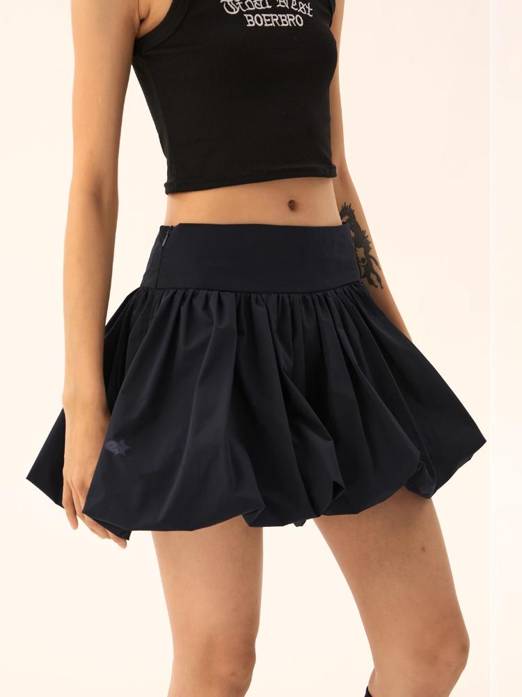 Černá Dámská Bublinková minisukně Retro Street Style Krátká sukně Tutu se středním elastickým pasem pro rekreační klubové oblečení