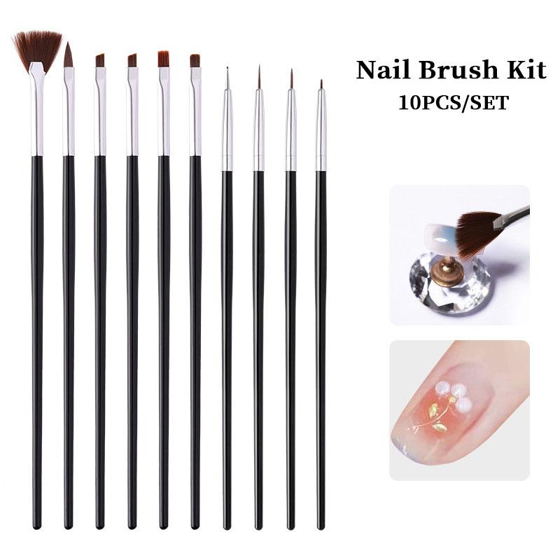 YIKOOLIN Professional Nail Brush Set Manicure Tools Girl Diy Finernail Pattern Accessories Nail Design Painting Phototherapy Pen