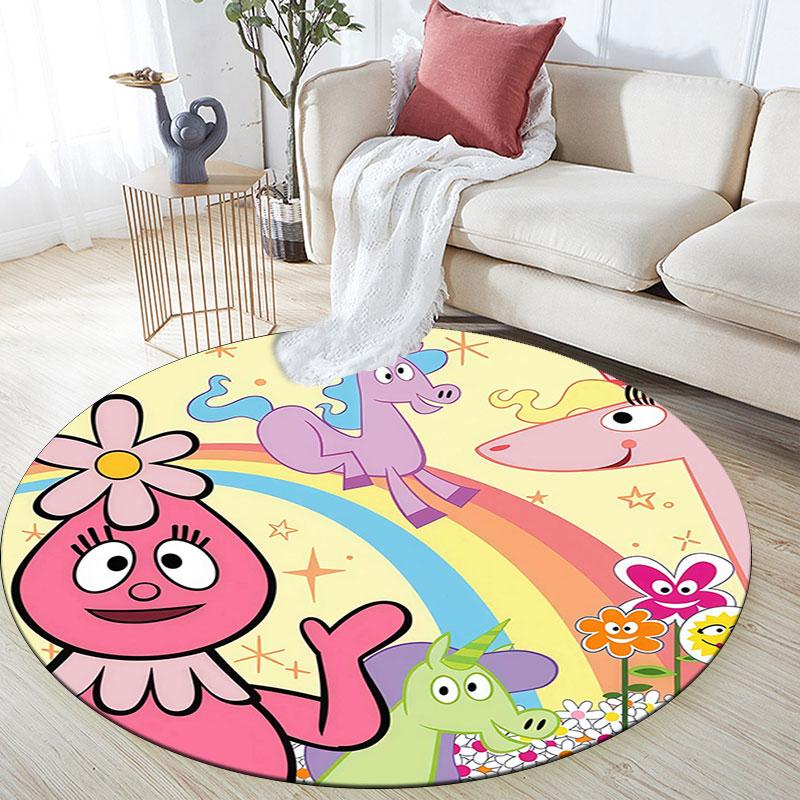 Yo Gabba Gabba!,Round Area Rug,Carpet Rug for Living Room Bedroom Sofa Playroom Decor,Non-slip Floor Mat