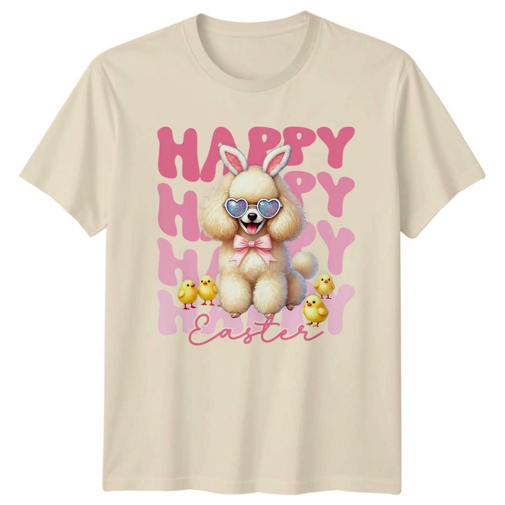 Happy Happy Happy Easter Unisexs TShirt Poodle Dog Easter Holiday Easter