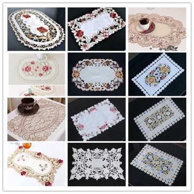 Home Esstisch Platzset Vintage Gestickte Spitze Stoff Platzset 30x45cm Floral Oval Tischdecke Platzset Home Tischdecke