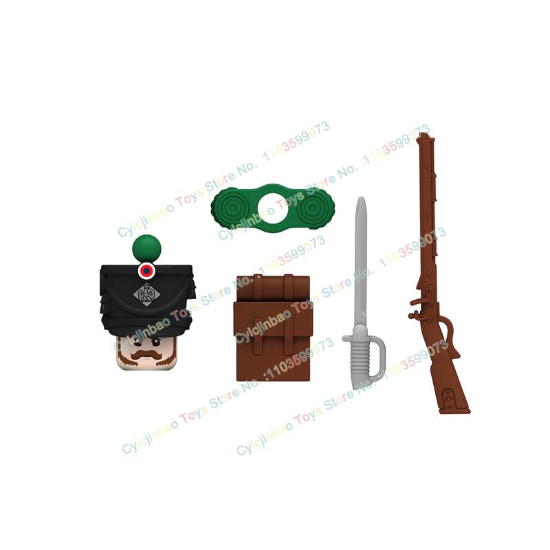 Napoleonische Kriege Britische Französische Füsiliere Dragoner Bausteine Actionfiguren Zubehör Kopf Waffe Kinderspielzeug N001-048
