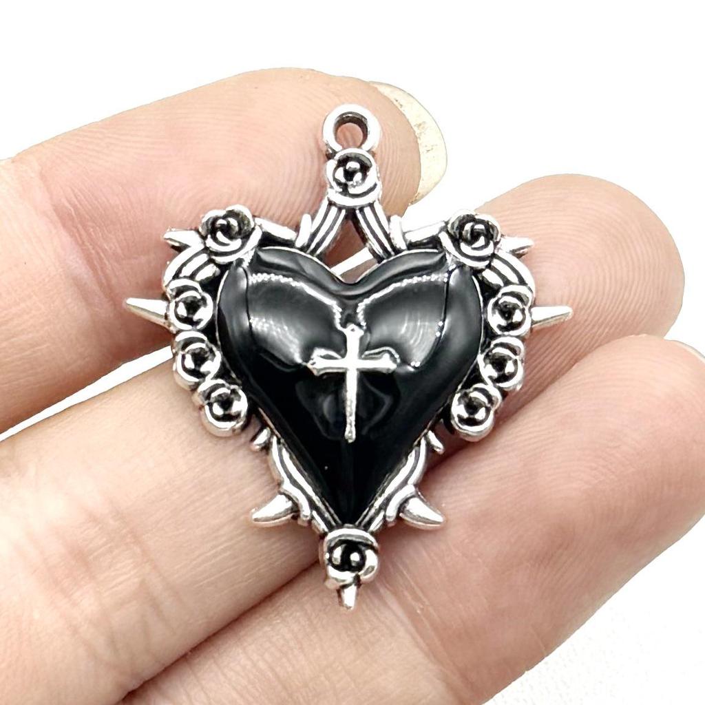 European & American Retro Dark Style Rose & Cross Pendant Accessories
