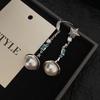 Moon Pentagram Earrings Long Tassel Design Sense High-End Earrings Fashion Personality Pearl Earrings