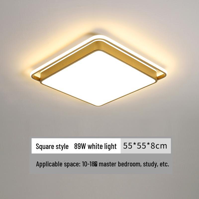 Gold Rectangular Ceiling Lamp Set for Living and Bedrooms