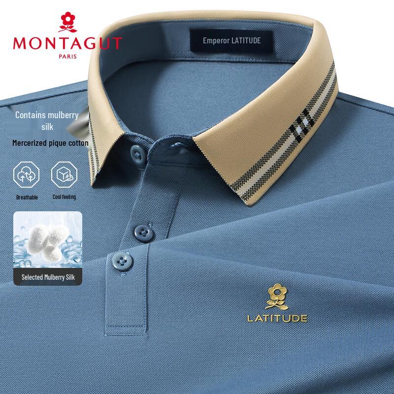 MONTAGUT Men s Cool-Touch Silk Blend Polo Shirt L/50