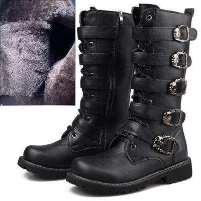 Men's Plus Size Korean Style Leather Martin Boots - Warm, Velvet, British Style High Cotton Long Boots