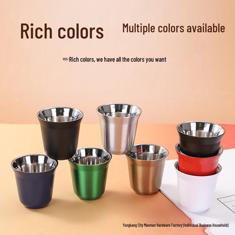 304 Stainless Steel Double-Layer Insulated Portable Beer & Coffee Cup – Anti-Scald, Solid Color, Mini Size for Outdoor Use