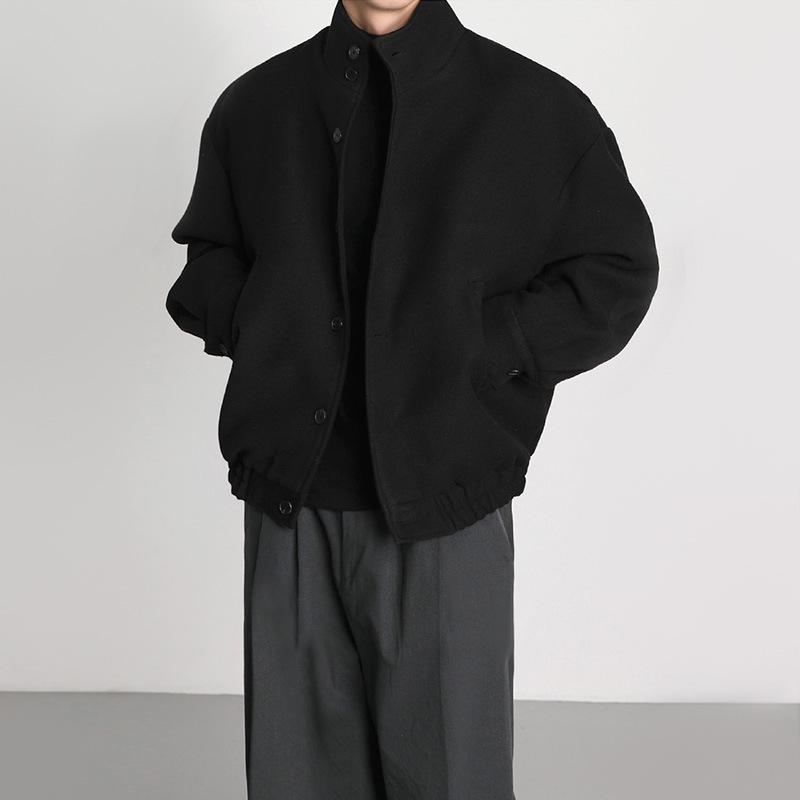 Pánská trendy vlněná bunda se stojáčkem - Korejský styl pro jaro a podzim