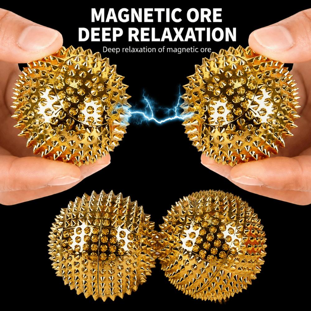 2Pcs ABS Hard Material Spiky Hand Roller Built-in Magnet Acupoint Massage Ball Office