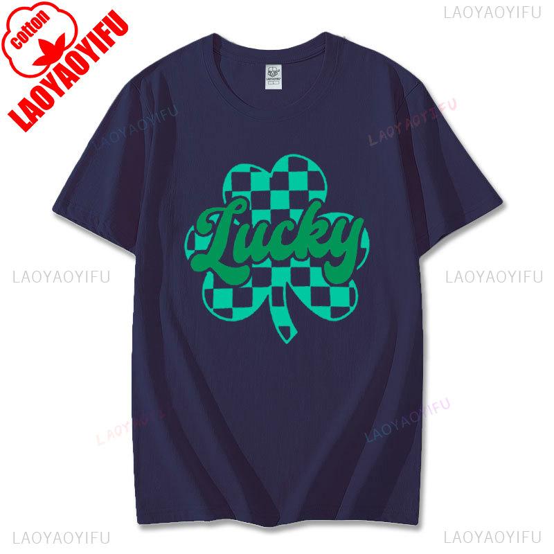 2025 St Patricks Day Women Shirt Lucky Shamrock Graphic Tshirt Irish Shirts St Patricks Cotton Short Sleeve Tee Tops Ropa Mujer