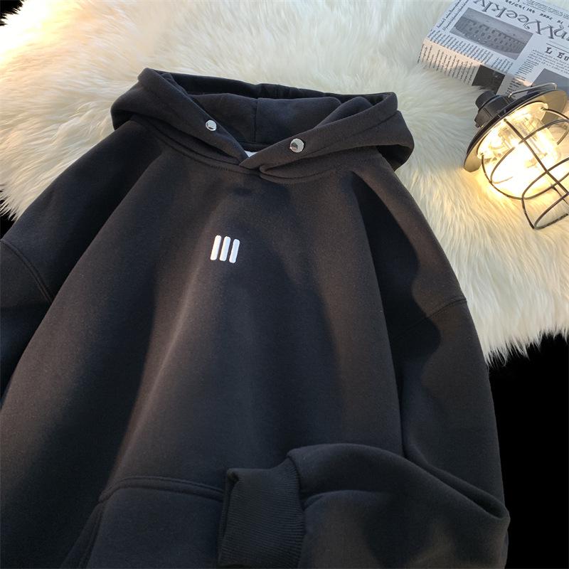 2025 Autumn Unisex American Style Embroidered Hoodie - High-End, Trendy, Loose Fit for Couples 3XL чёрный