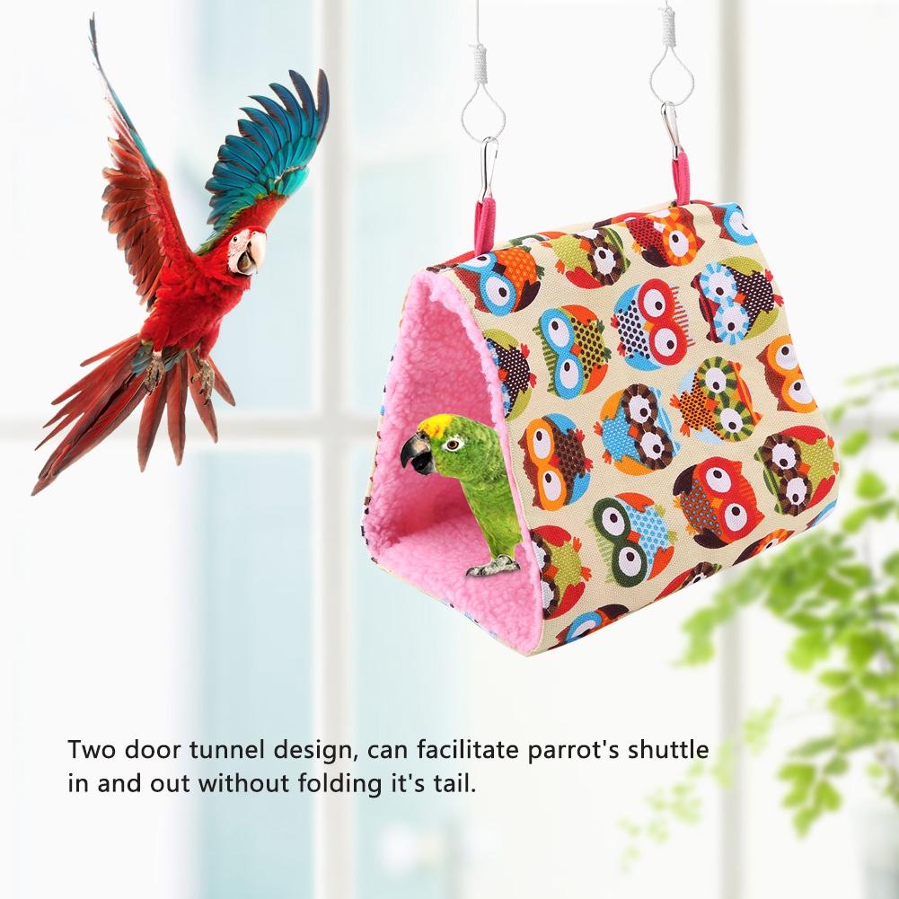 Pet Bird Warm Soft Hammock Cage Parrot Hanging Hut Tent Bed Cave Swing Toy