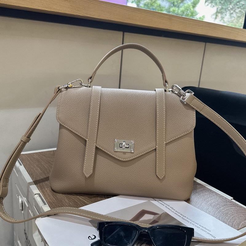 New cowhide leather tote bag small square bag high-end portable shoulder messenger bag women's bag