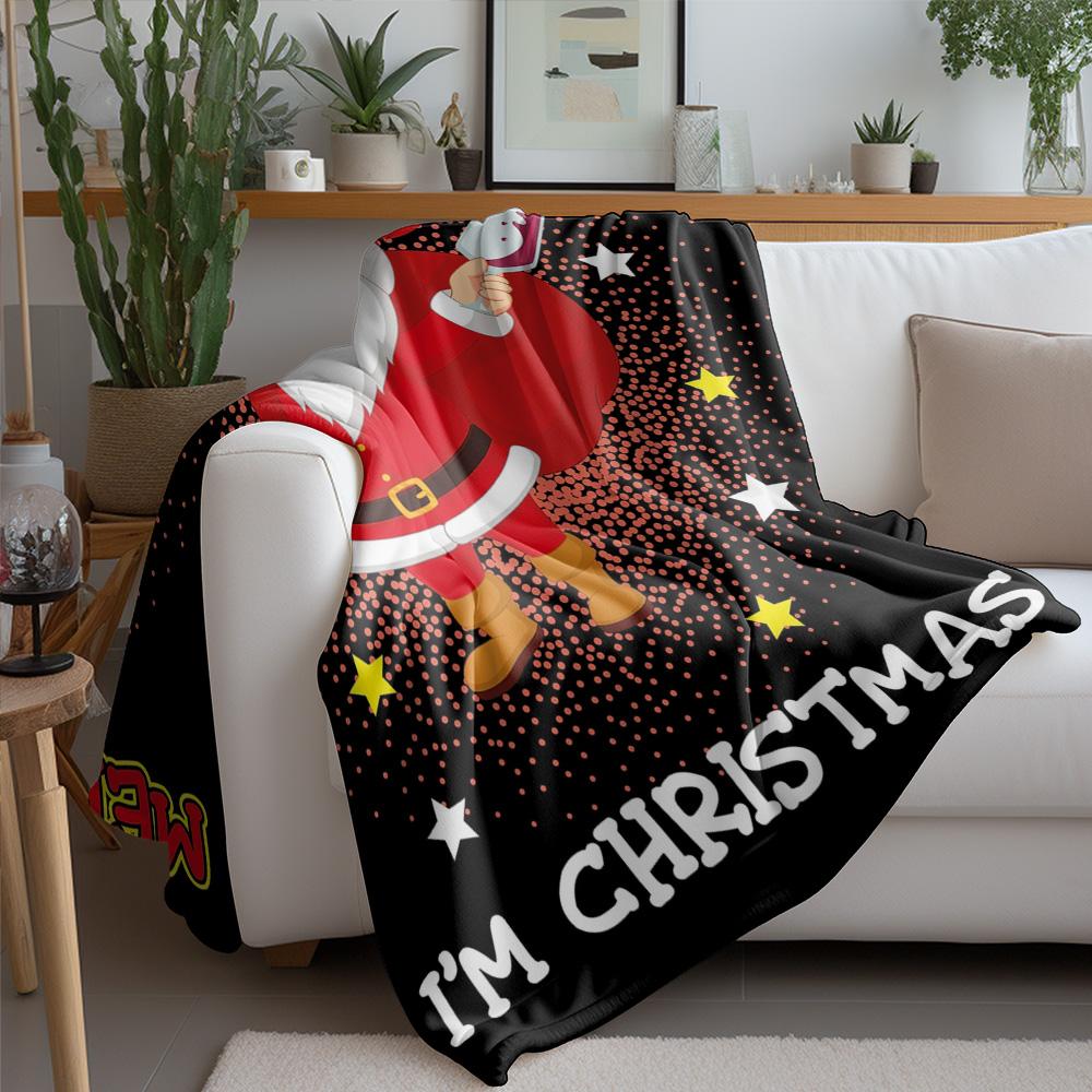 Tuniu Christmas Santa Blanket Soft Fleece Throw for Bedroom Sofa Gift Idea