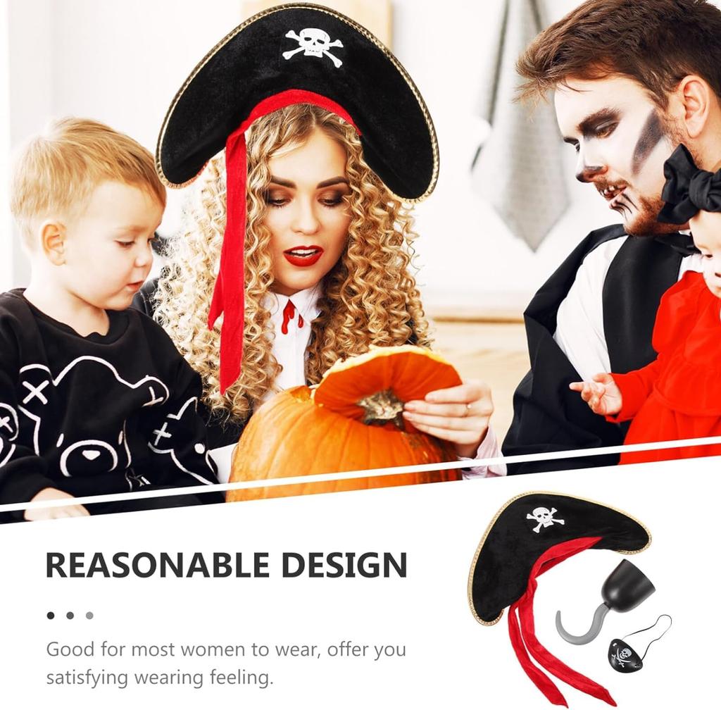 [ZHER-LU] Pirate Hat Halloween Tricorner Hat (1 Piece)