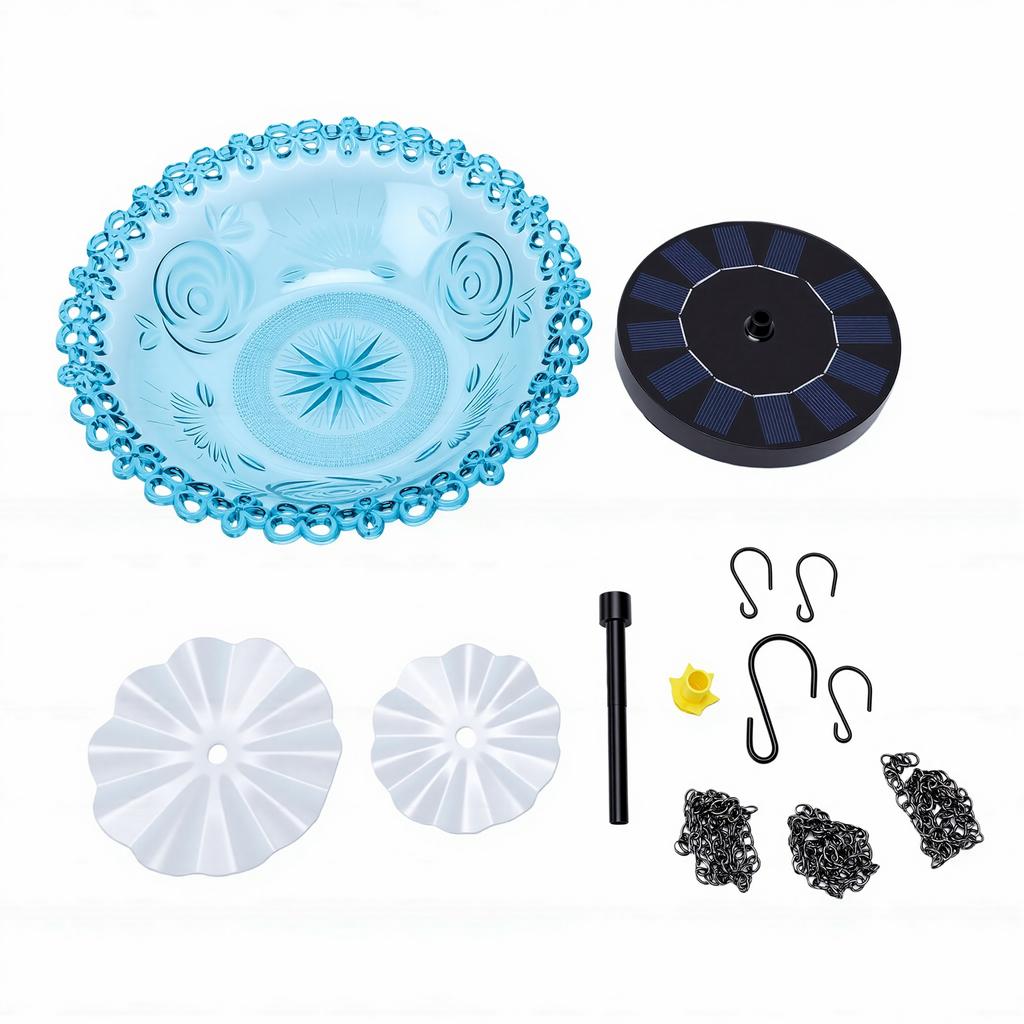 Solar Cascade Hanging Bird Bath Fountain Outdoor Solar Powered Cascade Fountain Bird Bath for Garden Backyard Patio Lawn