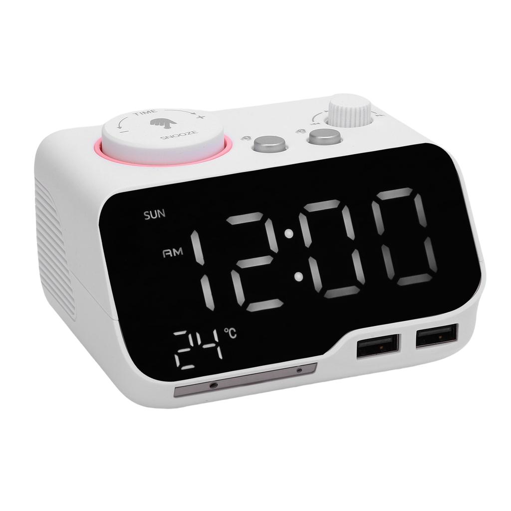 Digital Dual Alarm Clock Bluetooth Speaker FM Radio Alarm Clock with LED Display for Temperature Day of Week