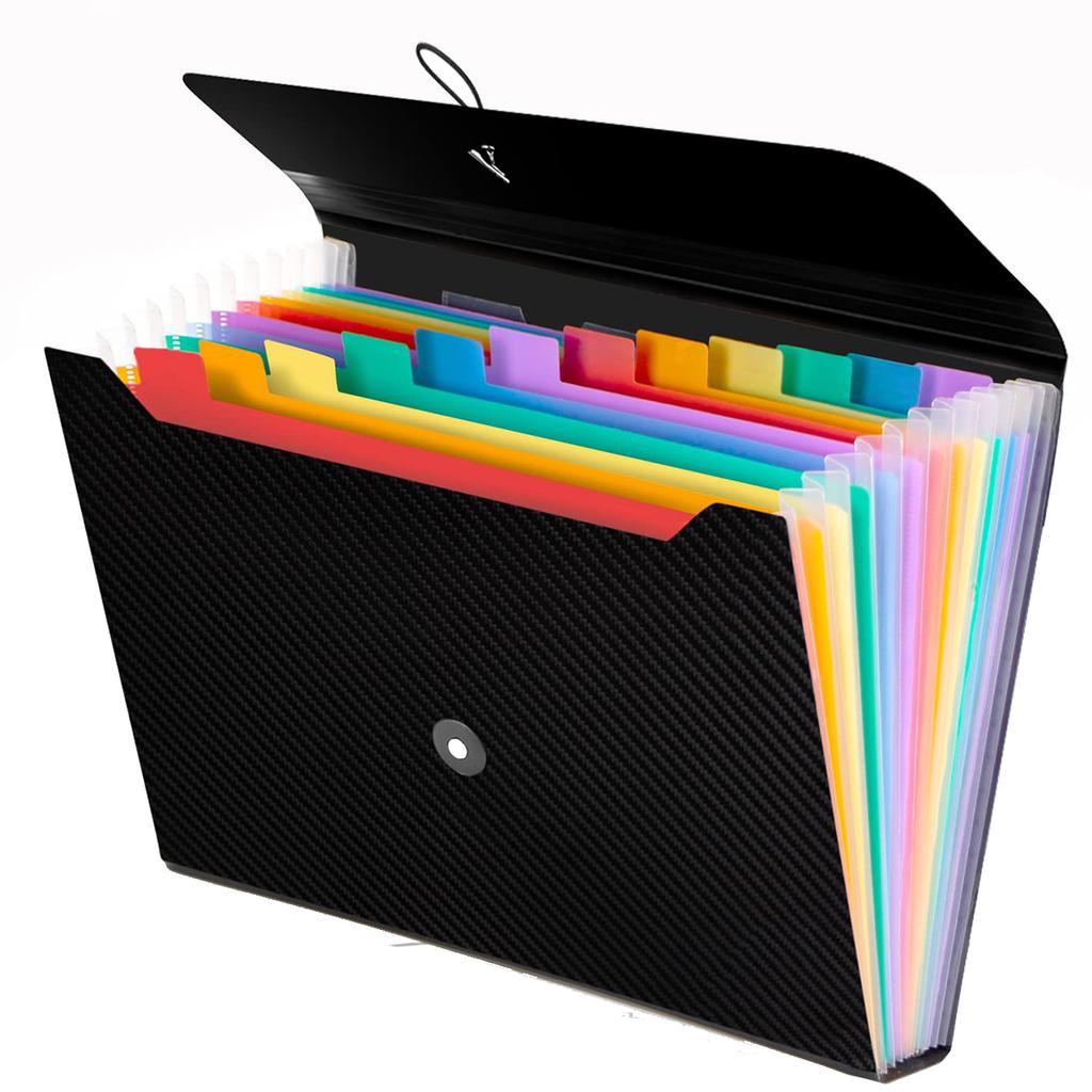 Pockets Accordion File Holder Organizer, A4 Letter Size Paper Document Receipt Organizer Accordion Filing Folder with Expandable