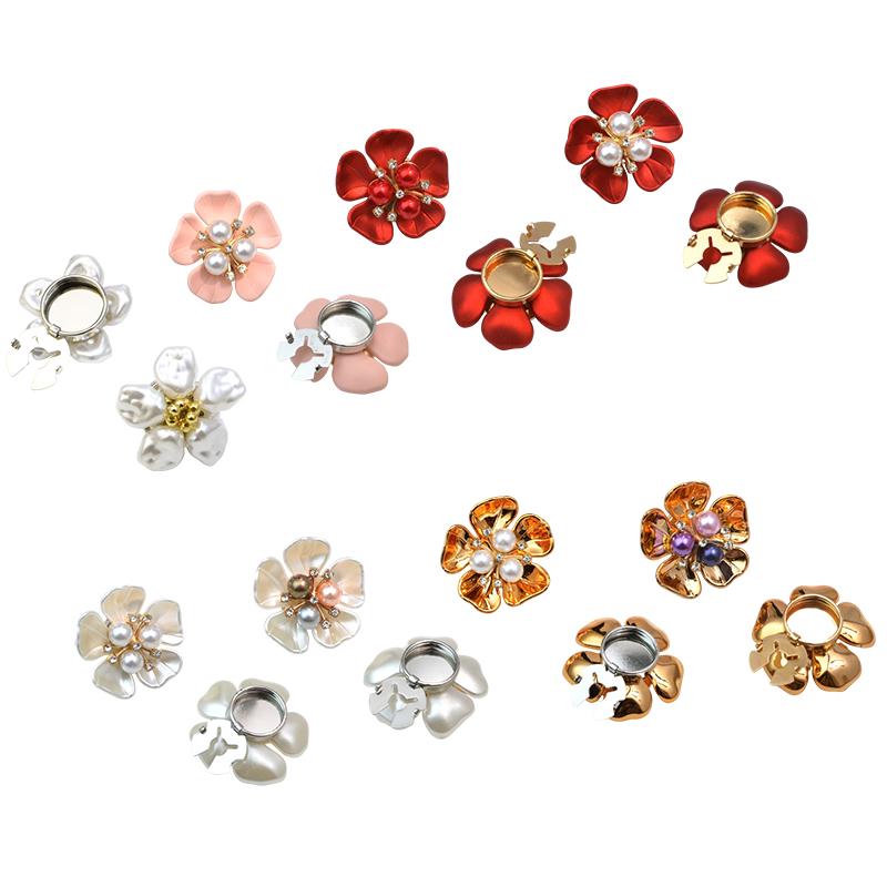 1PC Jewelry Pearl Five-petal Flower Shape Gift Accessories Exquisite Button Cover Wedding Cufflinks Elegant 32/29x17mm