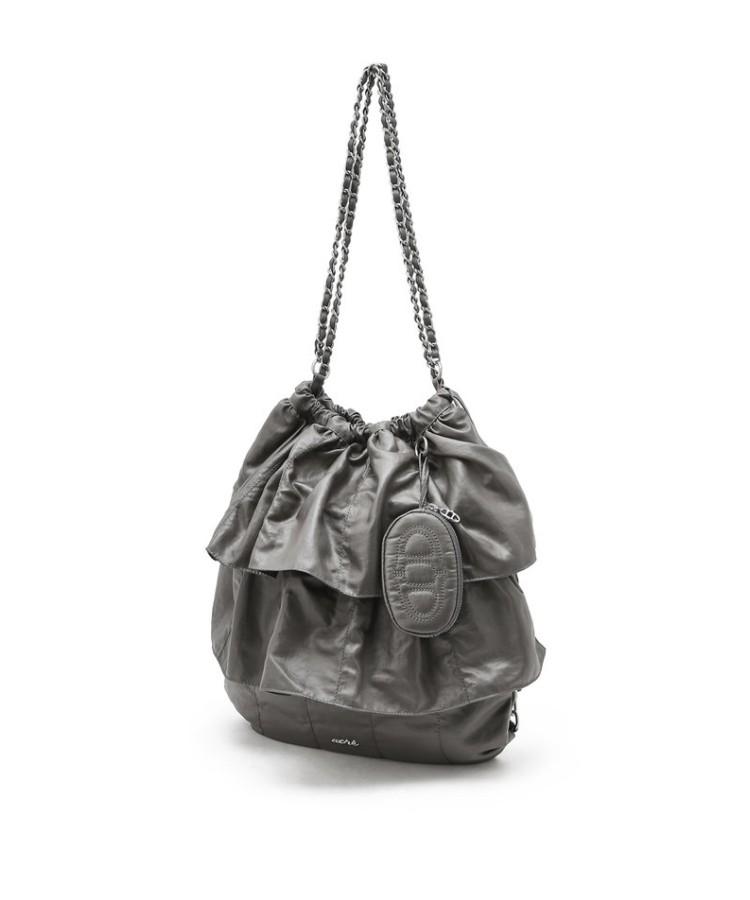 Athe Vanessabruno Grey Dupeskin Frill Chain Backpack And Shoulder Bag M Aaba6F715G2