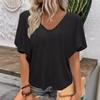 Dámské jednobarevné tričko s výstřihem do V Ležérní volné tričko plus velikosti s krátkým rukávem