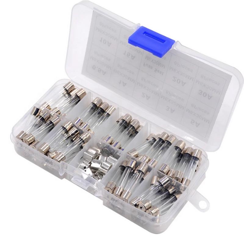 100/72pcs Car Fast-blow Glass Fuses Car Glass Tube Fuses 0.2-20A 0.5-30A Assorted Kit for Car Light Inflator vacuum Cleaner Fuses4