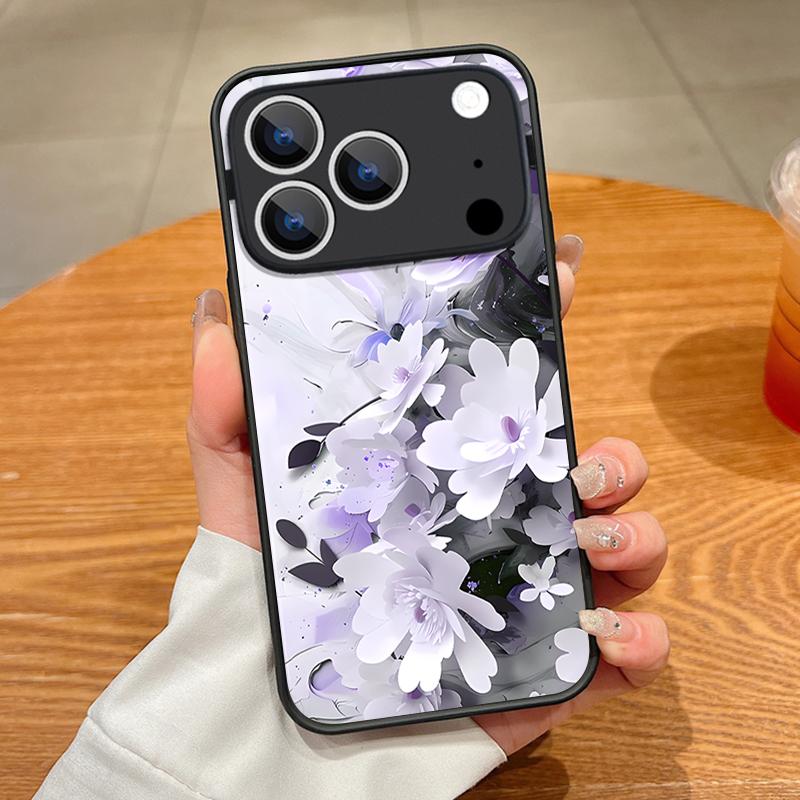 Translucent Matte Magnetic Phone Case For iPhone 17 16 15 Pro 14 13 Pro Max 16e 17e For Magsafe Purple Floral Hard PC Back Cover