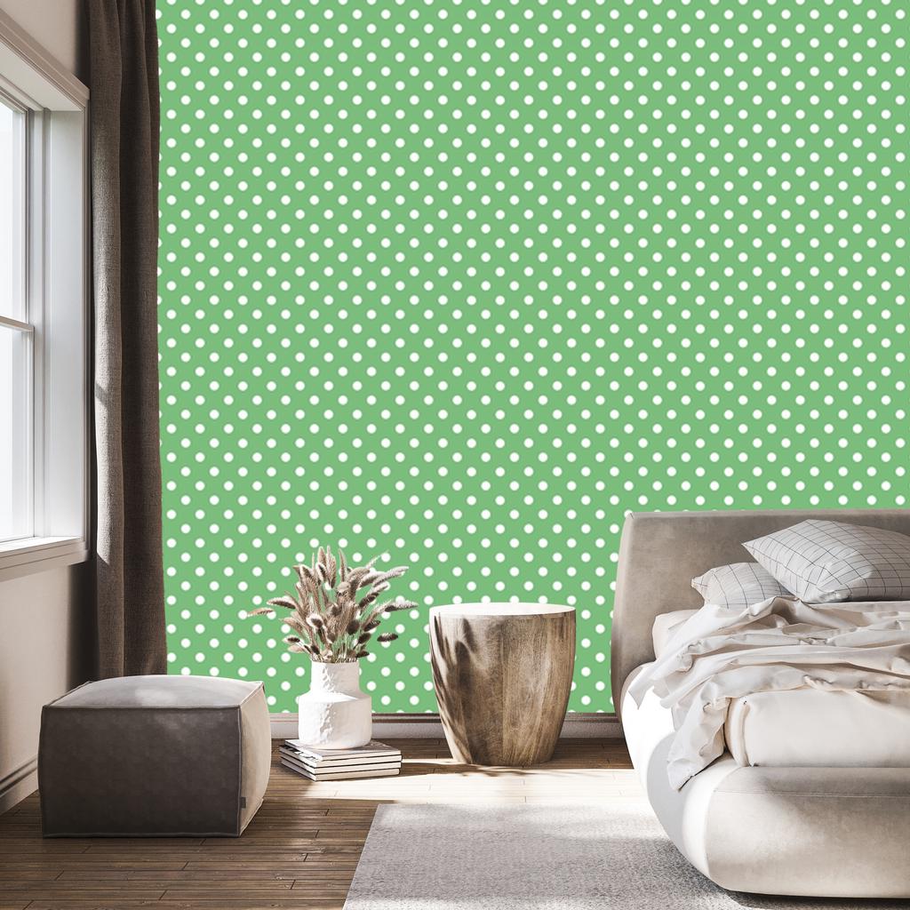 Green and mint dots wallpaper, green background for living room and bedroom 50x1000