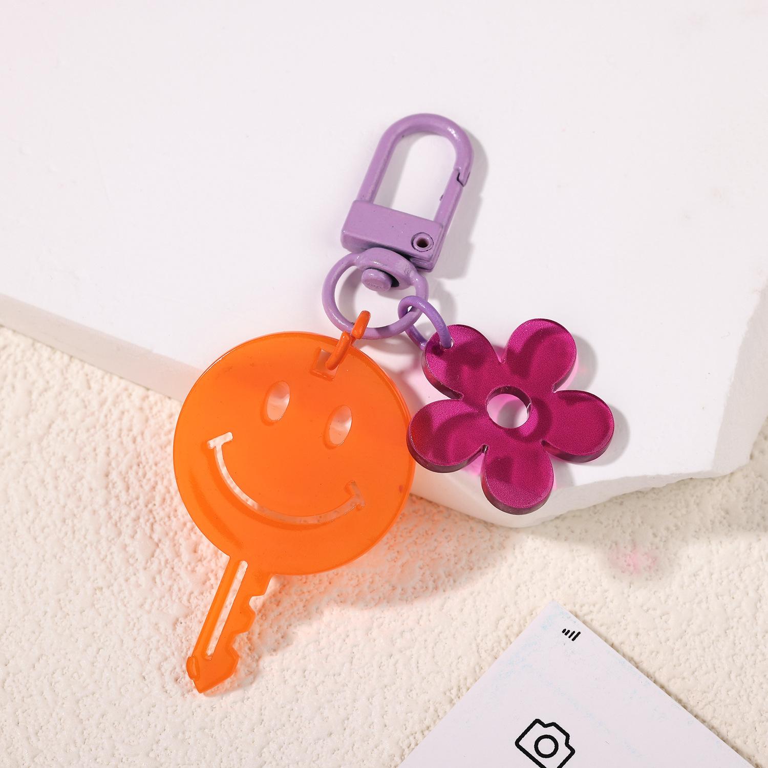 Double-Sided Acrylic Sign Smiley Face Keychain Couple Niche Key Pendant Bag Pendant