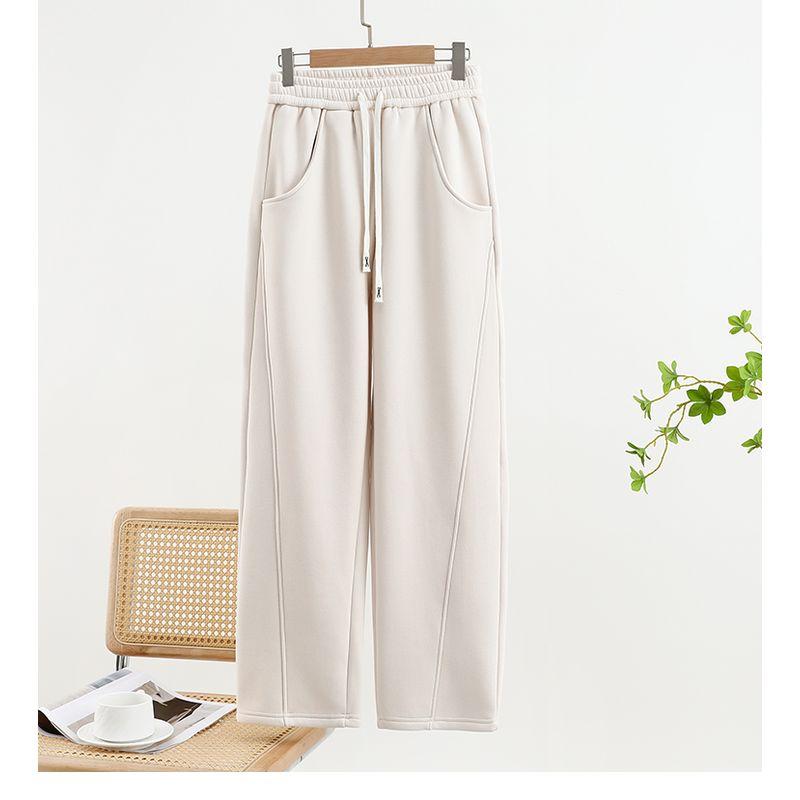 Plus Size Straight Casual Pants Loose Outer Wear All-Match Straight Pants Elastic Waist Chubby Girl Drape Banana Pants Slimming Trousers