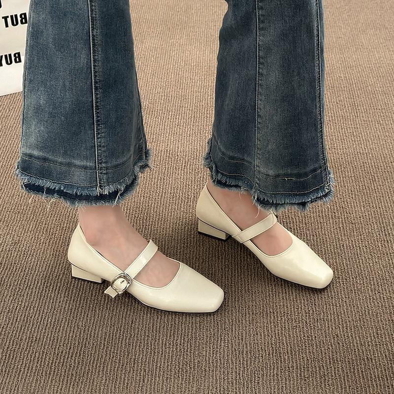 Fashion Elegant Women Mid Heels Shoes Summer Buckle Heeled Shoes 2025 New Shallow Sandals Classical Brand Pumps Dress Chaussures Femme