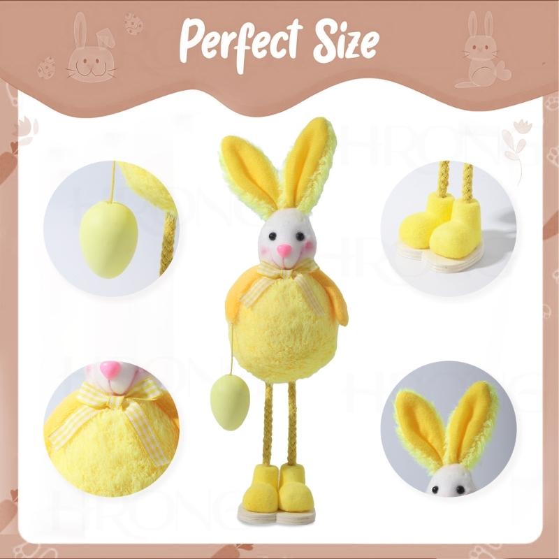 Cute Easters Plush Rabbit Figurine Decoration Durable Cloth Craft For Bookshelves Tabletop Holiday Decors Ornament Gift