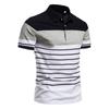 Men's Shirt Fashion Color Blocking Casual Lapel Short-sleeved T-shirt Men