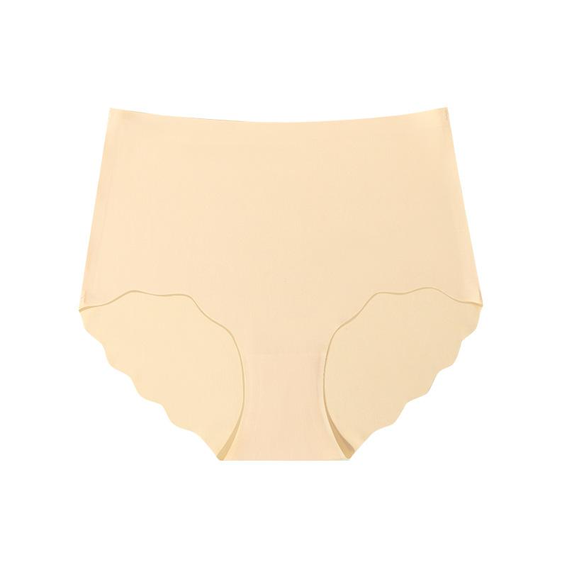 Sexy High-waisted Plus-size Tummy Control Women's Briefs with A Fashion Wavy Lace Trim Seamless Yoga Panties