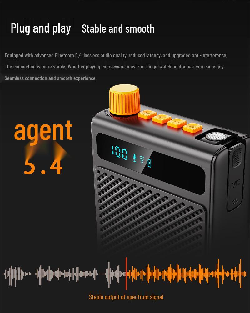 Bee Mini Wireless Speaker: Loud, Clear Sound, Noise Reduction, Long Battery Life—Perfect for Teachers & Tour Guides.