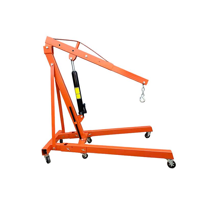 2 Ton Folding Mobile Hydraulic Crane - Orange, for Engine Mount and Auto Repair