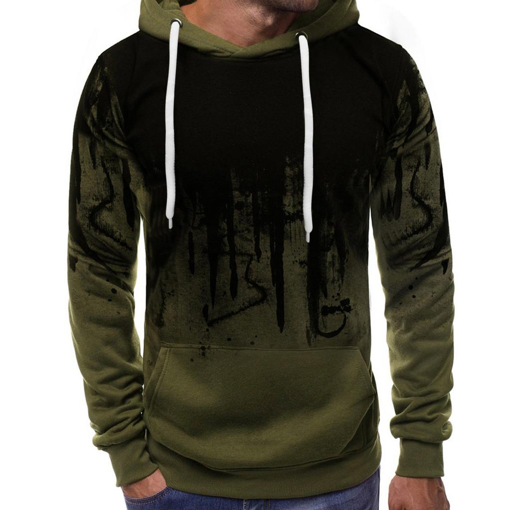 Männer Farbverlauf Pullover Langarm Kapuzenpullover Tops Bluse
