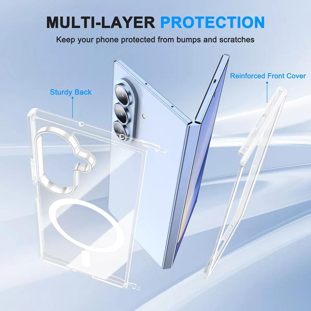 High Definition Anti Yellowing Crystal Clear Acrylic Full Protection Magnetic 2 Thick PC Phone case for Samsung Z Fold 7 5 4 3
