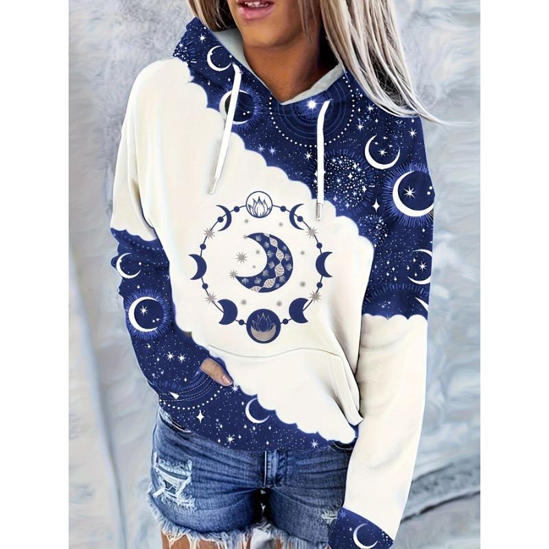 Mama Bear Printed Drawstring Hoodie, Casual Long-sleeved Shoulder-falling Hoodie, Women's Clothing